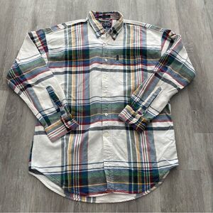 Vintage Chaps Ralph Lauren Button Shirt Mens Large Plaid Long Sleeve Colorblock